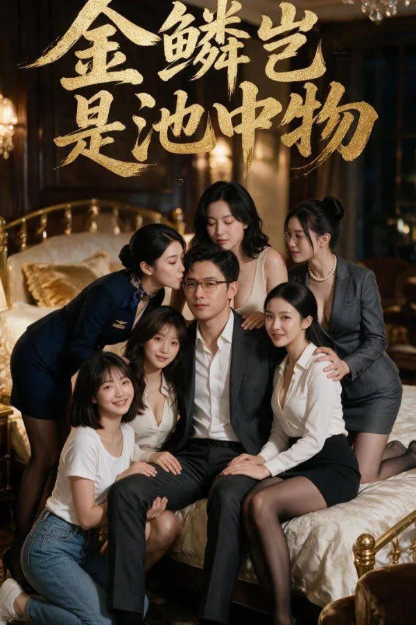 我凭实力让仙女倒贴短剧海报，古装人物群像与金色标题